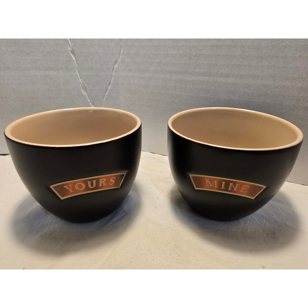 Baileys Irish Cream Yours and Mine Matte Black Ceramic Bowls Set of 2